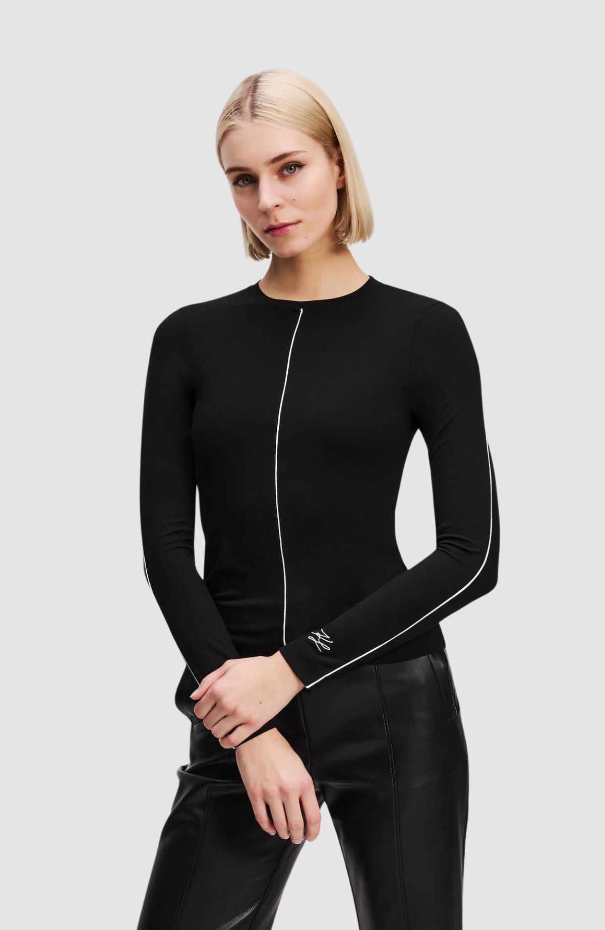 Contrast Piping Lslv Top